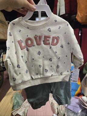 Kids 'Loved' Floral Cream Sweatshirt - Pink Lettering
